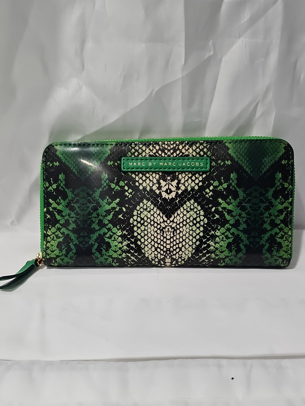 Marc by Marc Jacobs Green and Black Snakeskin Zip Wallet